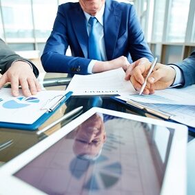 Entering into a contract Business people discussing before entering into a contract